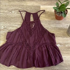 Purple lace detail tank